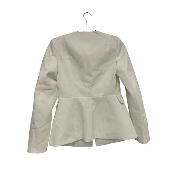 Zara Womens Blazer suit Jacket Size S White Tailored collarless 2399/593 NWT - Picture 2 of 13